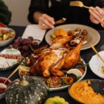 roasted turkey on white ceramic plate